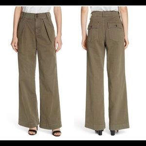 Frame army green wide leg trousers